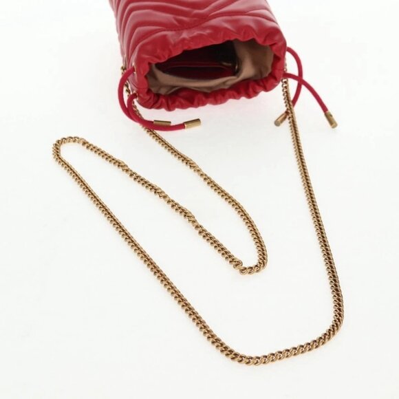 GUCCI Chain Shoulder Bag Leather Red Gold 575163 Auth 135268M - Picture 7 of 16